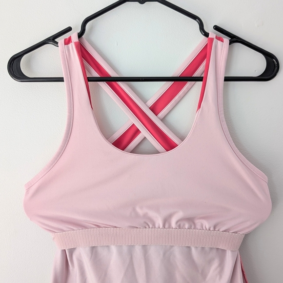 Adidas Women's Pink Performance Tank Top With Crossed Back ~ Size Medium - Picture 5 of 9